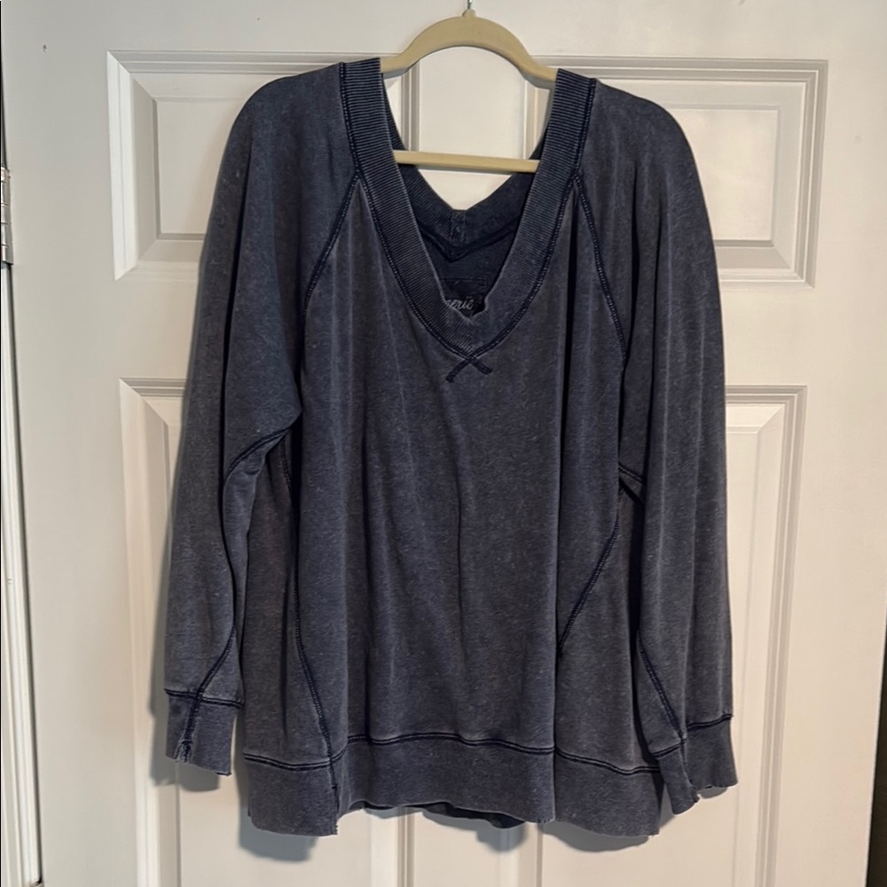 Aerie Navy Blue V-Neck Sweatshirt